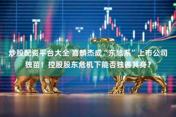 炒股配资平台大全 嘉麟杰成“东旭系”上市公司独苗！控股股东危机下能否独善其身？
